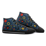 High-Top Canvas Shoes Abstract Arrows in Red Yellow Blue