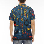 Men's Polo Shirt Abstract Arrows in Red Yellow Blue