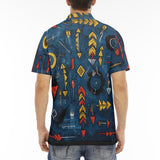 Men's Polo Shirt Abstract Arrows in Red Yellow Blue