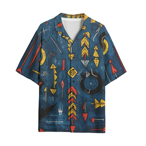 Hawaiian Shirt Abstract Arrows in Red Yellow Blue