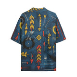 Hawaiian Shirt Abstract Arrows in Red Yellow Blue