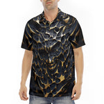 Men's Polo Shirt Gold and Black Skull Motifs