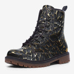Leather Boots Gold and Black Skull Motifs