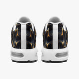 Air Cushion Sneakers Gold and Black Skull Motifs