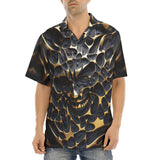 Hawaiian Shirt Gold and Black Skull Motifs