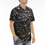 Men's Polo Shirt Gold and Black Skull Motifs