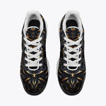 Air Cushion Sneakers Gold and Black Skull Motifs