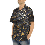 Hawaiian Shirt Gold and Black Skull Motifs