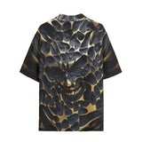 Hawaiian Shirt Gold and Black Skull Motifs