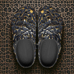 Classic Clogs Gold and Black Skull Motifs