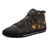 High-Top Canvas Shoes Black Stone Glowing Gold