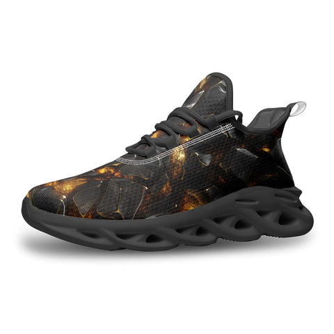 Sports Sneakers Black Stone Glowing Gold