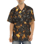 Hawaiian Shirt Black Stone Glowing Gold