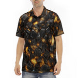 Men's Polo Shirt Black Stone Glowing Gold