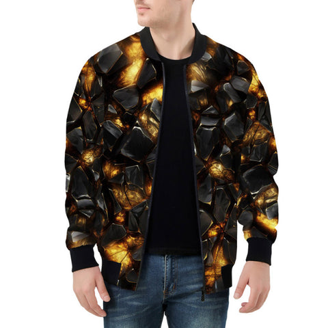 Bomber Jacket Black Stone Glowing Gold