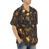 Hawaiian Shirt Black Stone Glowing Gold