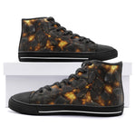 High-Top Canvas Shoes Black Stone Glowing Gold