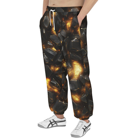 Men's Sweatpants Black Stone Glowing Gold
