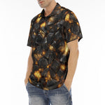 Men's Polo Shirt Black Stone Glowing Gold