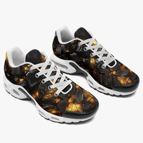 Air Cushion Sneakers Black Stone Glowing Gold