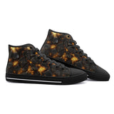 High-Top Canvas Shoes Black Stone Glowing Gold