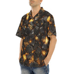 Hawaiian Shirt Black Stone Glowing Gold