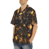 Hawaiian Shirt Black Stone Glowing Gold