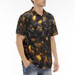 Men's Polo Shirt Black Stone Glowing Gold