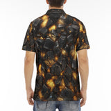 Men's Polo Shirt Black Stone Glowing Gold