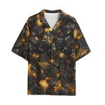 Hawaiian Shirt Black Stone Glowing Gold