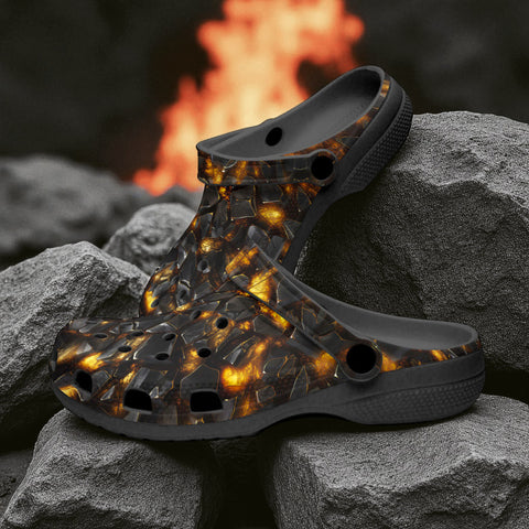 Classic Clogs Black Stone Glowing Gold