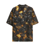 Hawaiian Shirt Black Stone Glowing Gold