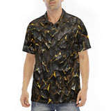 Men's Polo Shirt Shiny Black and Golden Texture