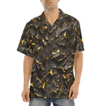 Hawaiian Shirt Shiny Black and Golden Texture
