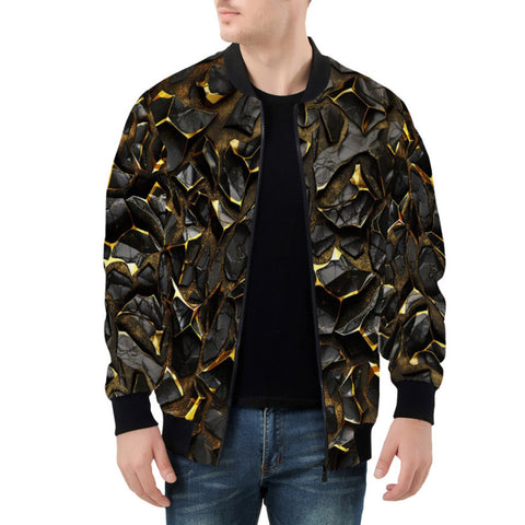 Bomber Jacket Shiny Black and Golden Texture