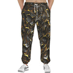 Men's Sweatpants Shiny Black and Golden Texture