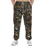 Men's Sweatpants Shiny Black and Golden Texture