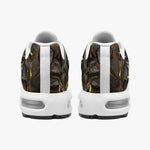 Air Cushion Sneakers Shiny Black and Golden Texture