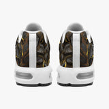 Air Cushion Sneakers Shiny Black and Golden Texture