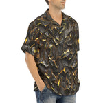 Hawaiian Shirt Shiny Black and Golden Texture