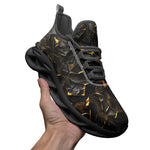 Sports Sneakers Shiny Black and Golden Texture
