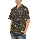 Hawaiian Shirt Shiny Black and Golden Texture