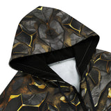 Men's Zip Up Hoodie Shiny Black and Golden Texture