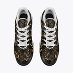 Air Cushion Sneakers Shiny Black and Golden Texture