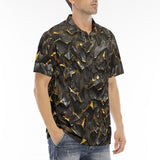 Men's Polo Shirt Shiny Black and Golden Texture