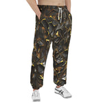 Men's Sweatpants Shiny Black and Golden Texture