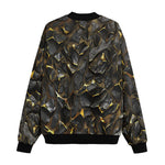 Bomber Jacket Shiny Black and Golden Texture