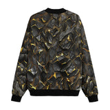 Bomber Jacket Shiny Black and Golden Texture