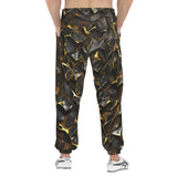 Men's Sweatpants Shiny Black and Golden Texture