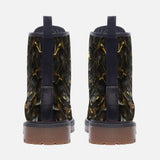 Leather Boots Shiny Black and Golden Texture